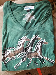 2 Horses on Green V-neck Shirt