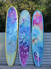 Abstract dyed surfboards
