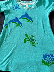Kids dress with turtle and two dolphins