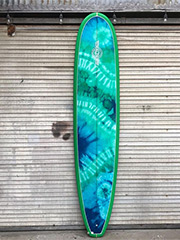 Tie dyed surfboard for Ventura Visitor's Center
